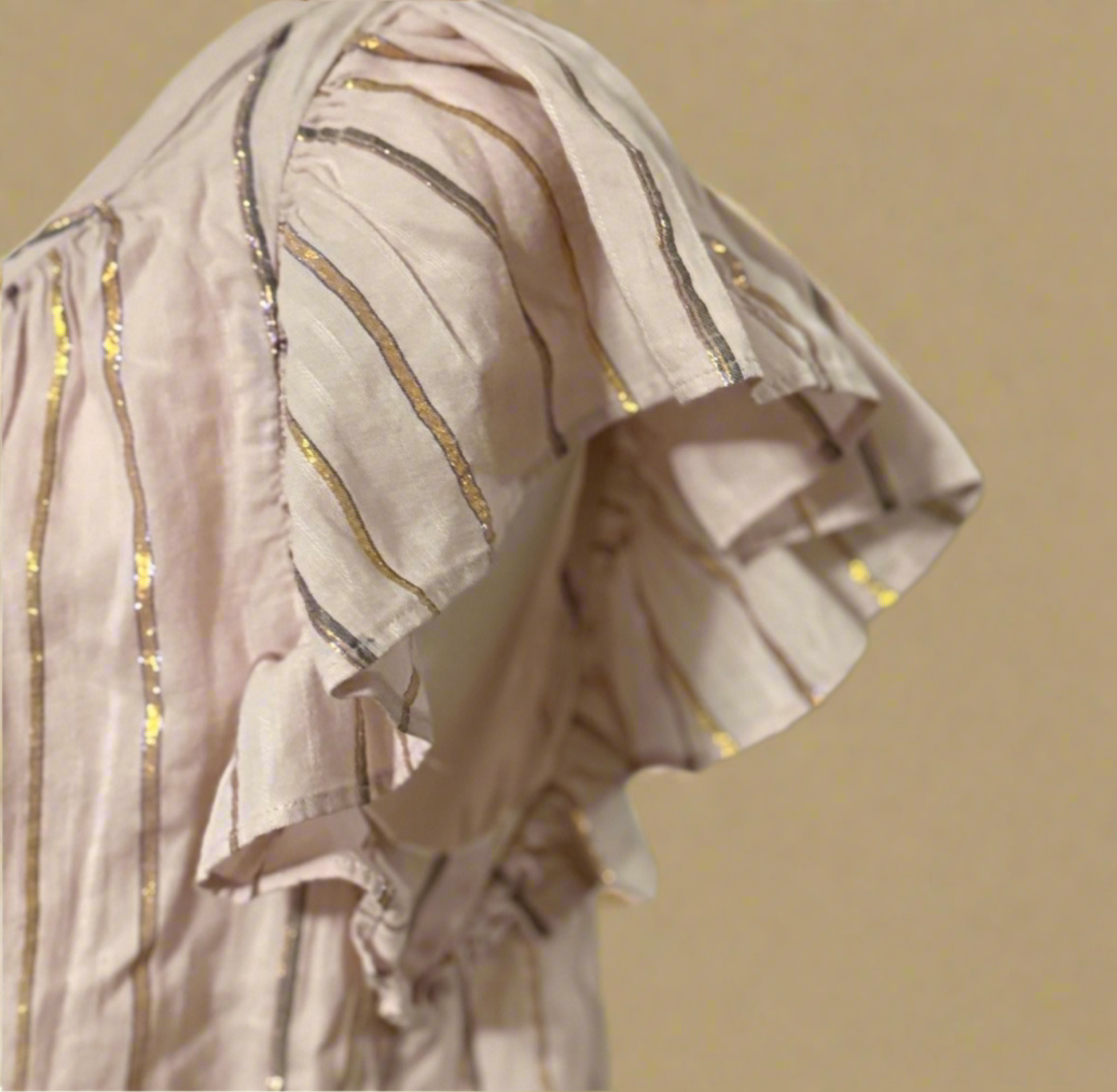 Rebecca Taylor Golden Whispers Flutter Sleeve Blouse - Blush Pink Elegance