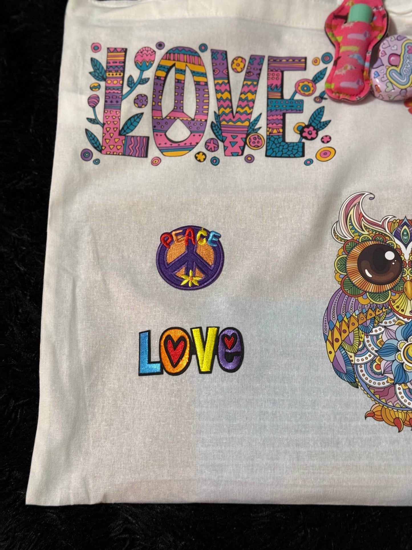 🦉 Boho Love & Peace Tote Bag 🌈 - PuzzlePieces2326