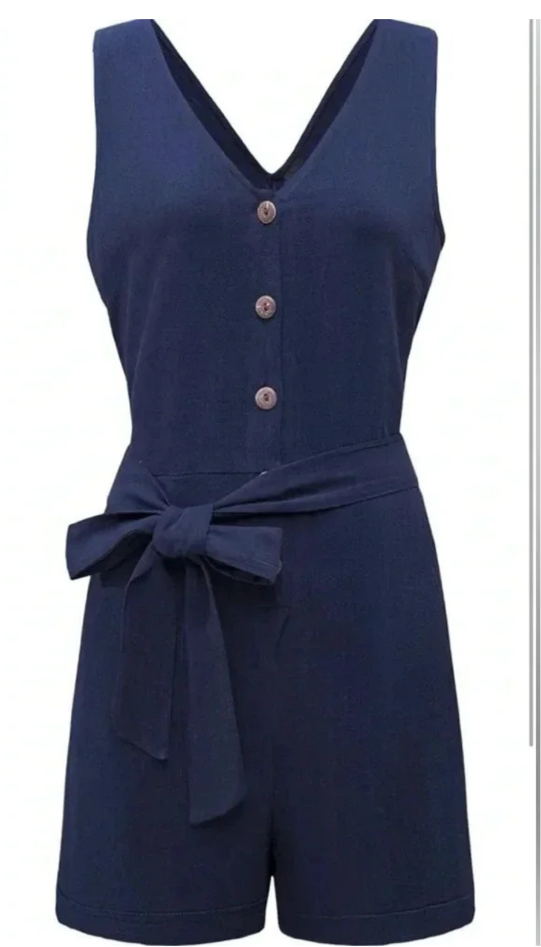 Classic Navy Button-Front Romper | Perfect for Austin Summer Style | PuzzlePieces