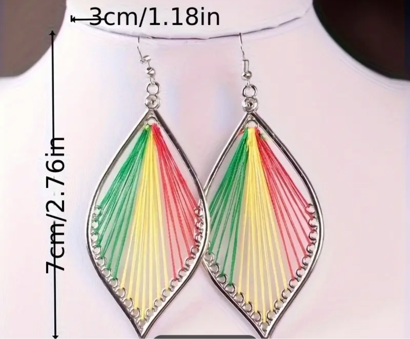 Rasta Rays Thread Art Earrings - Handcrafted Silver Statement Earrings | PuzzlePieces Austin