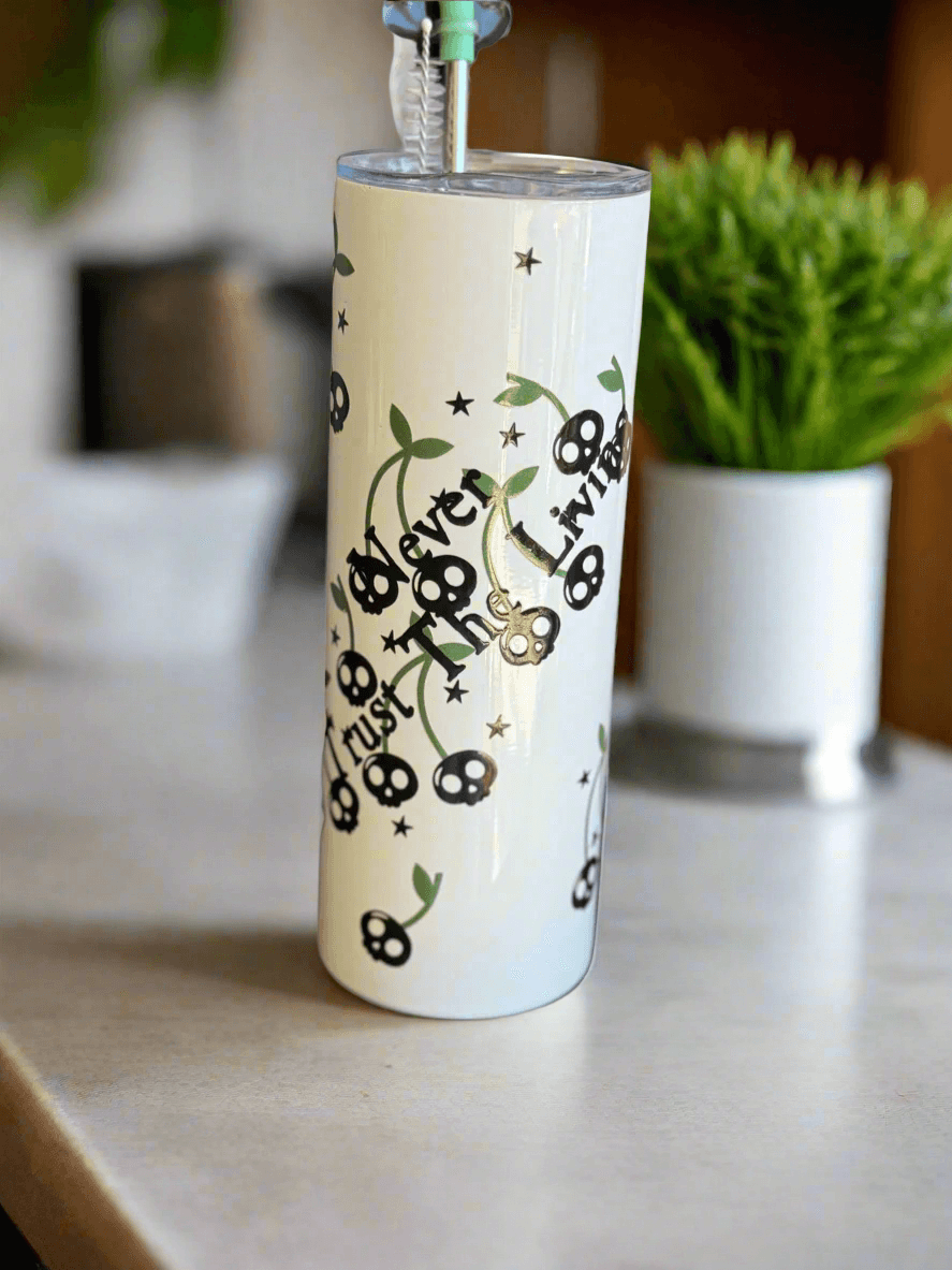 š¤ Beetlejuice Green Hair Skinny Tumbler - Spooky Chic š - PuzzlePieces2326