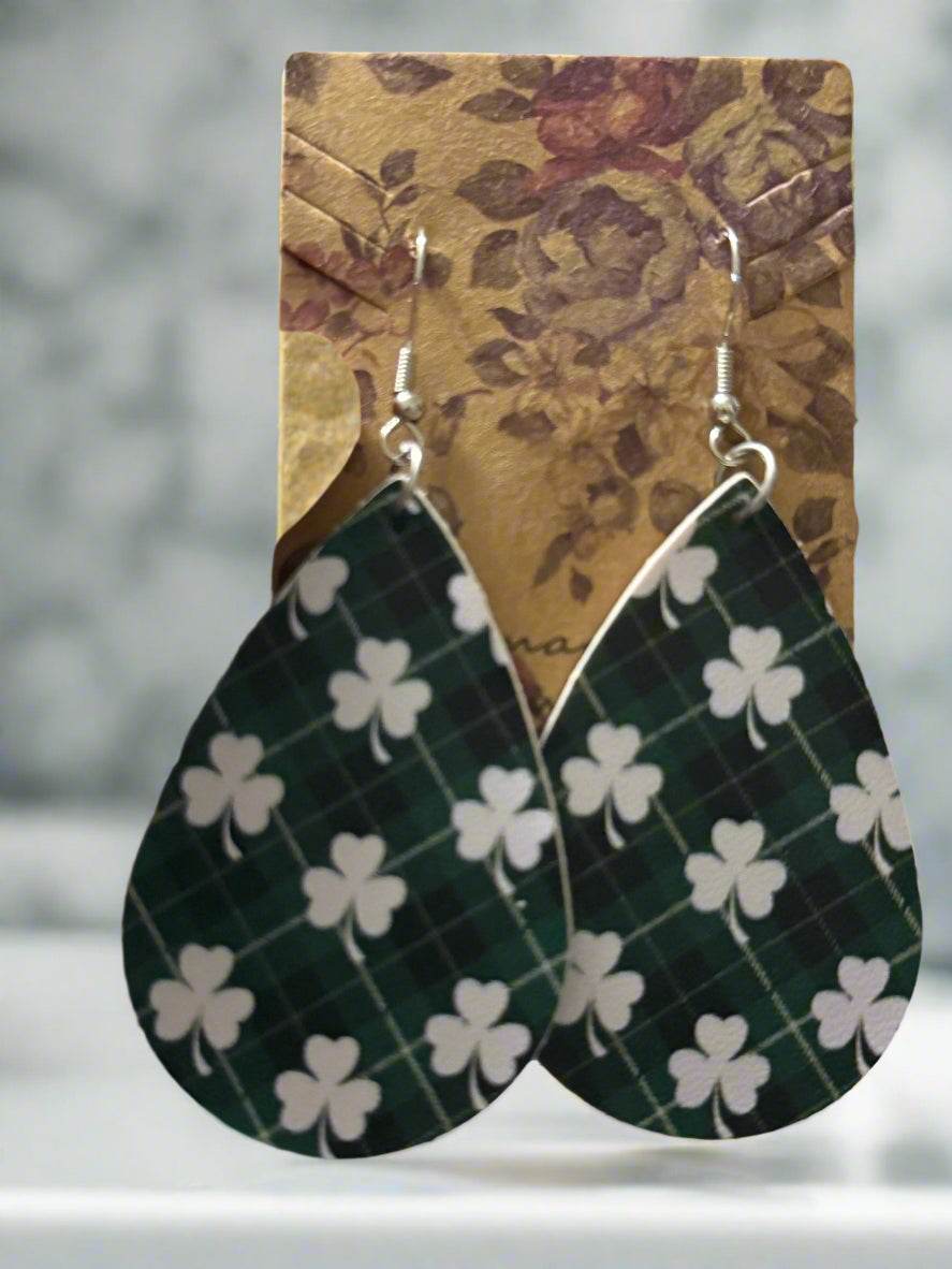 ☘️ Lucky Shamrock Teardrop Earrings 🍀 - PuzzlePieces2326