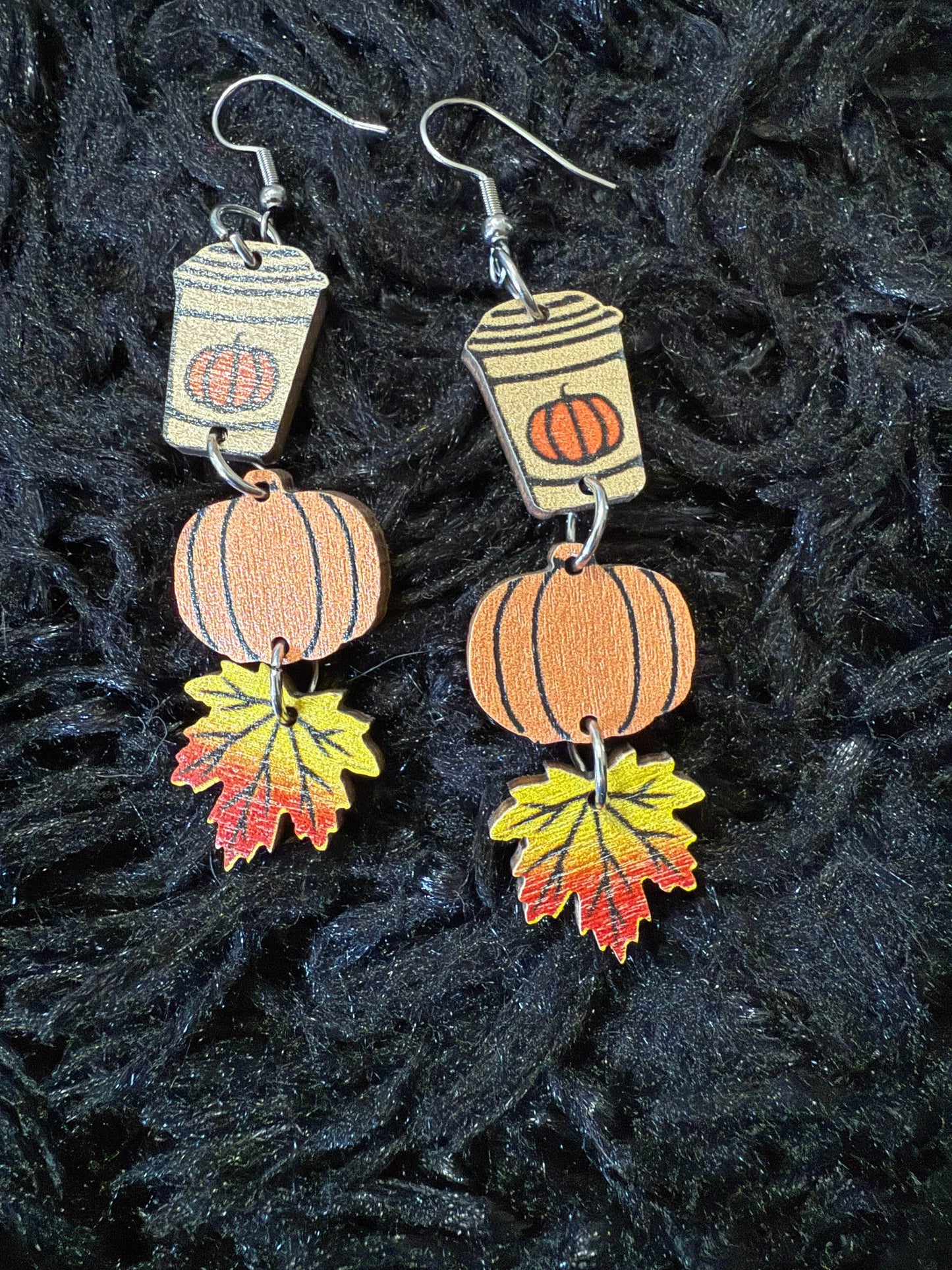 🎃 Pumpkin Spice Latte Fall Dangle Earrings - PuzzlePieces2326