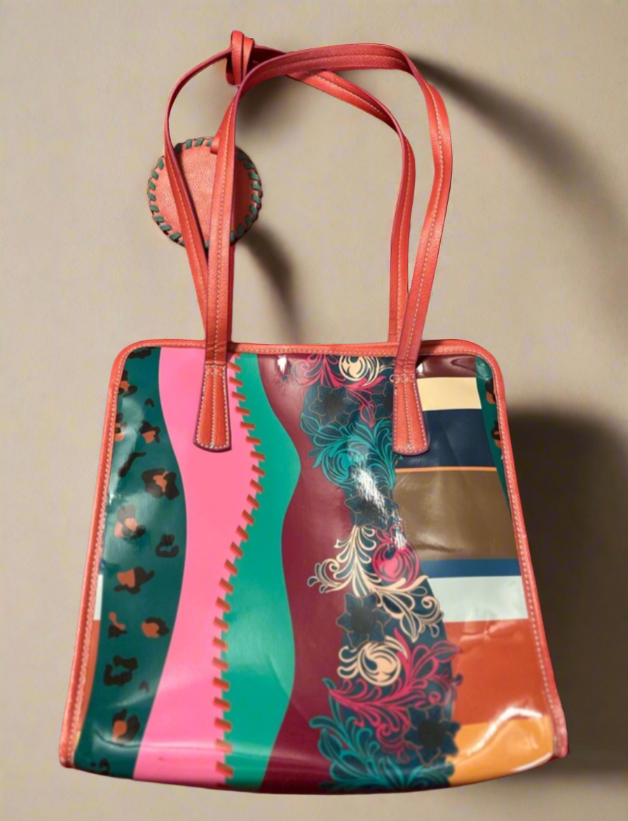🌈 Catchfly Studio Bohemian Patchwork Patent Leather Tote