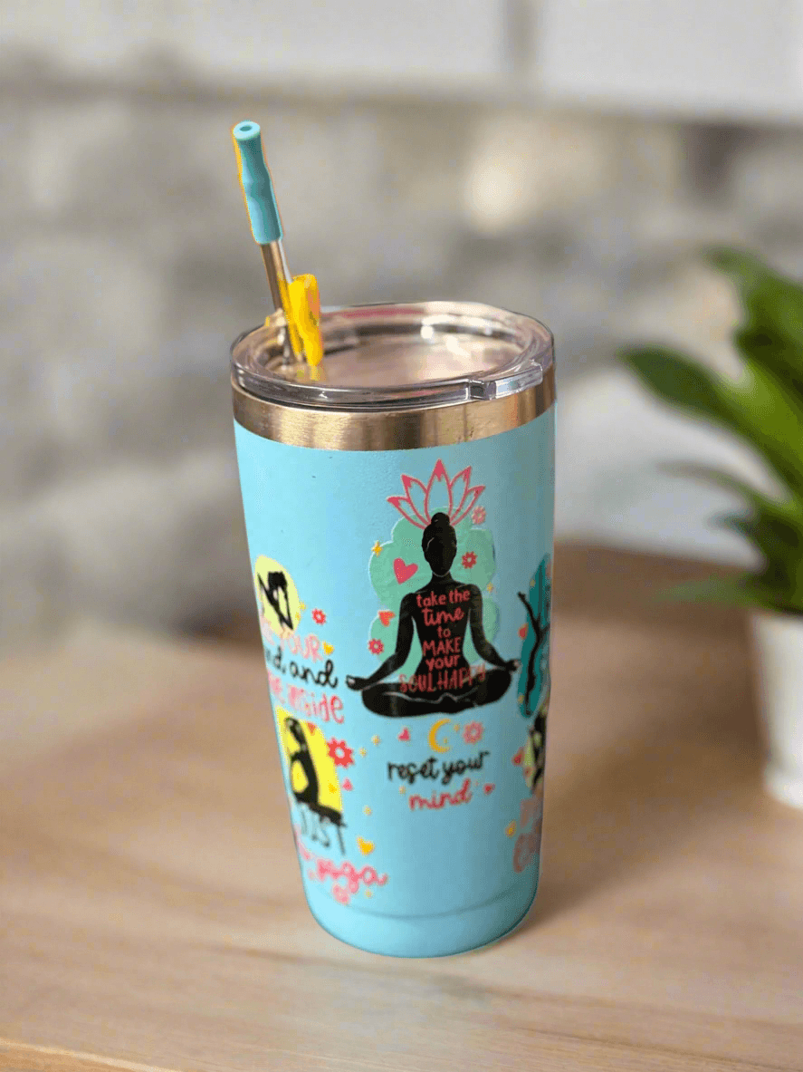 🧘♀️ Zen Yoga Tumbler - Mind, Body & Spirit 🦋 - PuzzlePieces2326