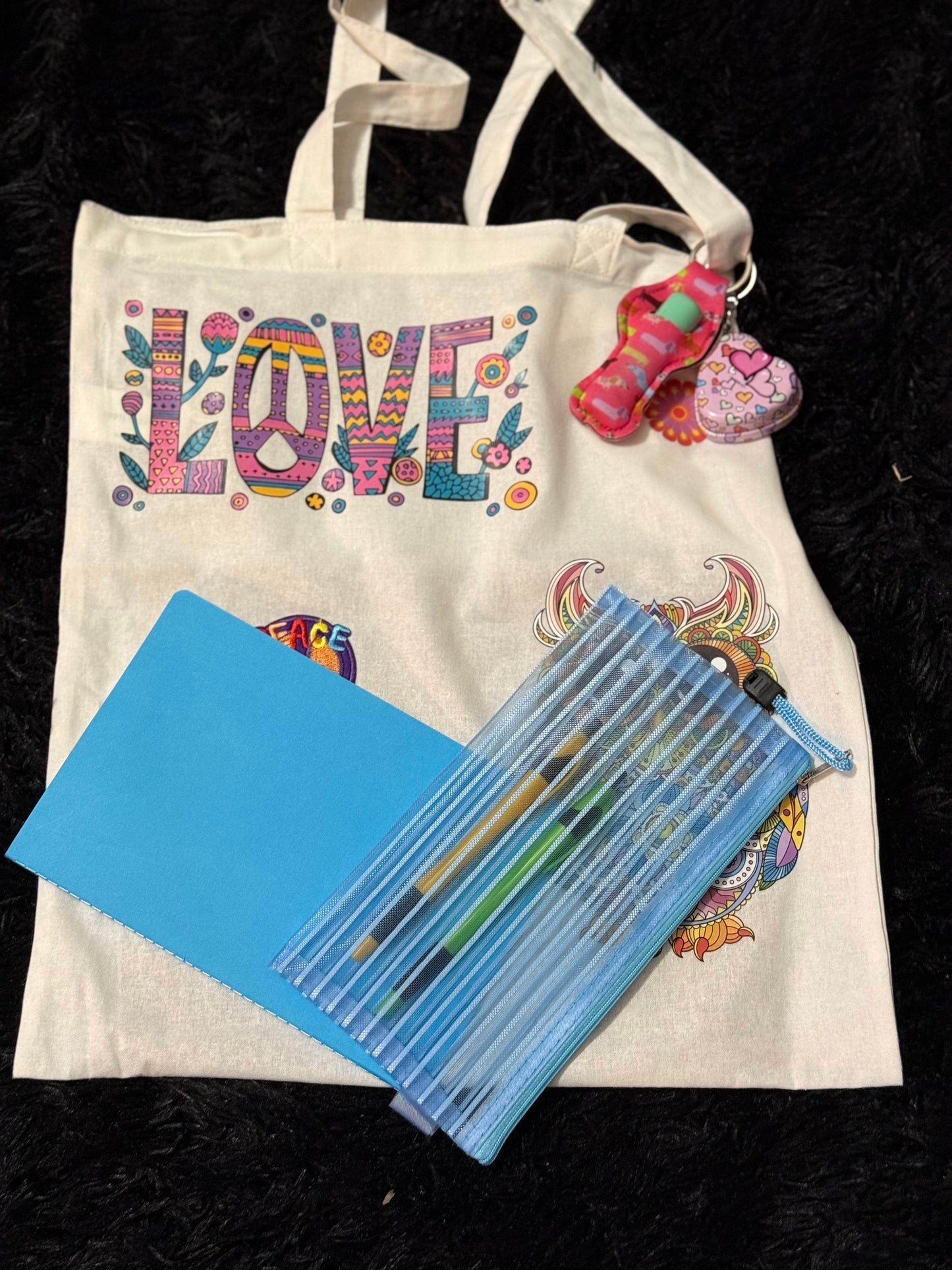 🦉 Boho Love & Peace Tote Bag 🌈 - PuzzlePieces2326