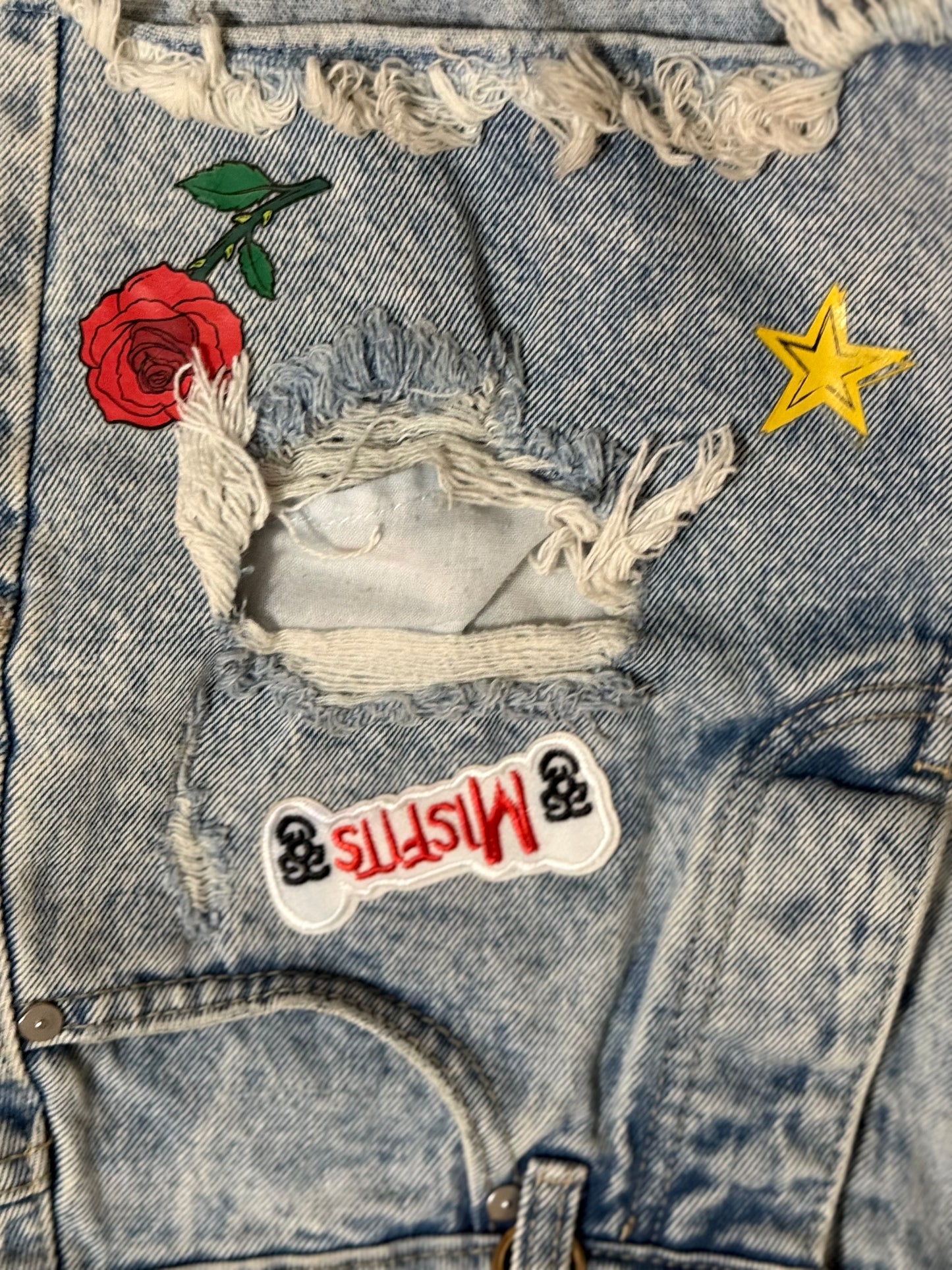 Banjara š "Baby" Patched Distressed Denim Shorts