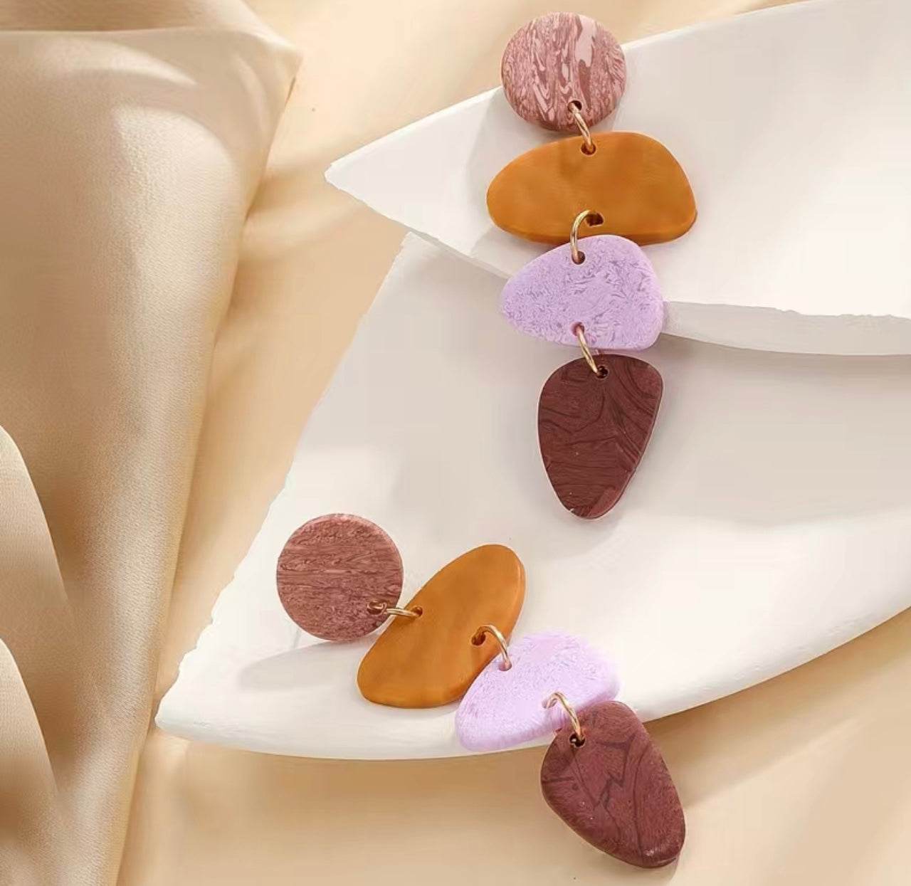 šØ Sunset Clay Statement Earrings - PuzzlePieces2326