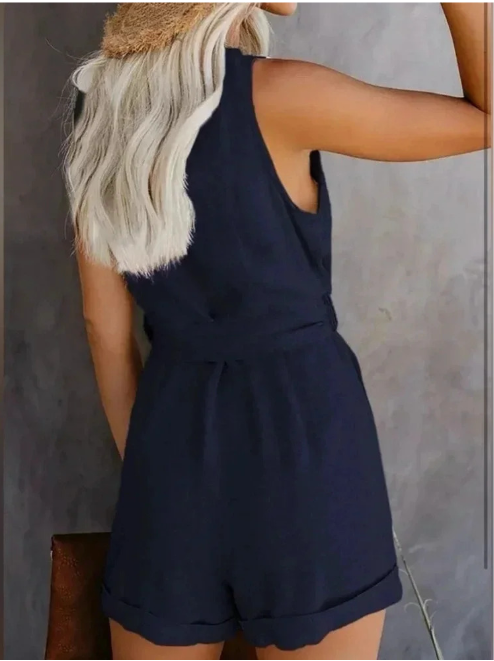 Classic Navy Button-Front Romper | Perfect for Austin Summer Style | PuzzlePieces