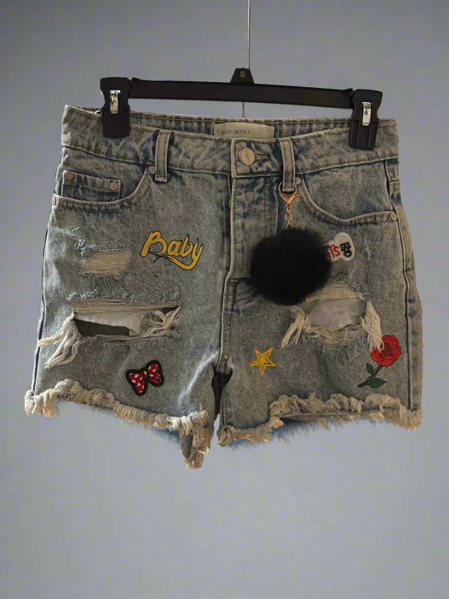 Banjara š "Baby" Patched Distressed Denim Shorts