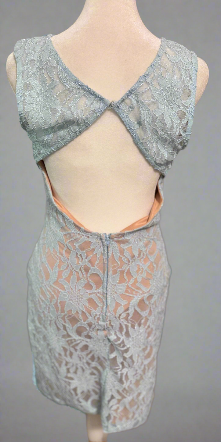 Luxe Floral Lace Evening Dress with Crystal Sash - Austin Boutique Collection | PuzzlePieces