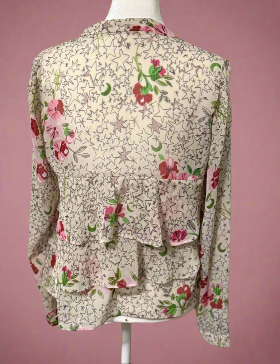 Zara Starlit Garden Ruffle Blouse