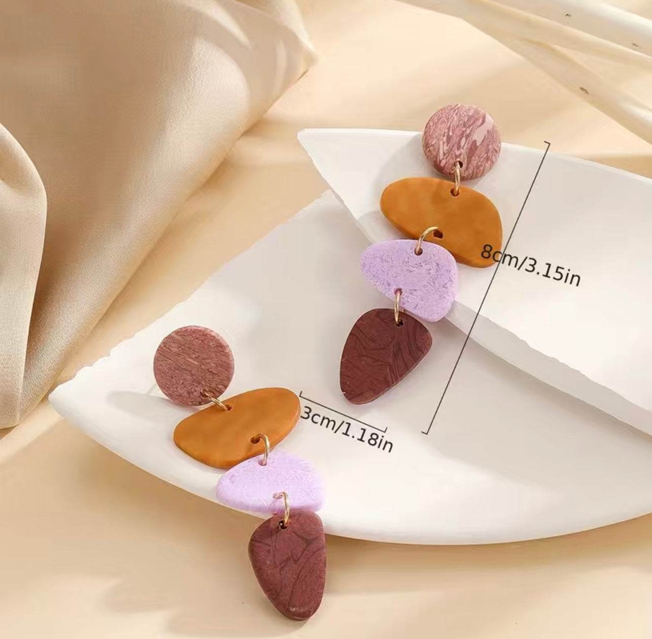 šØ Sunset Clay Statement Earrings - PuzzlePieces2326