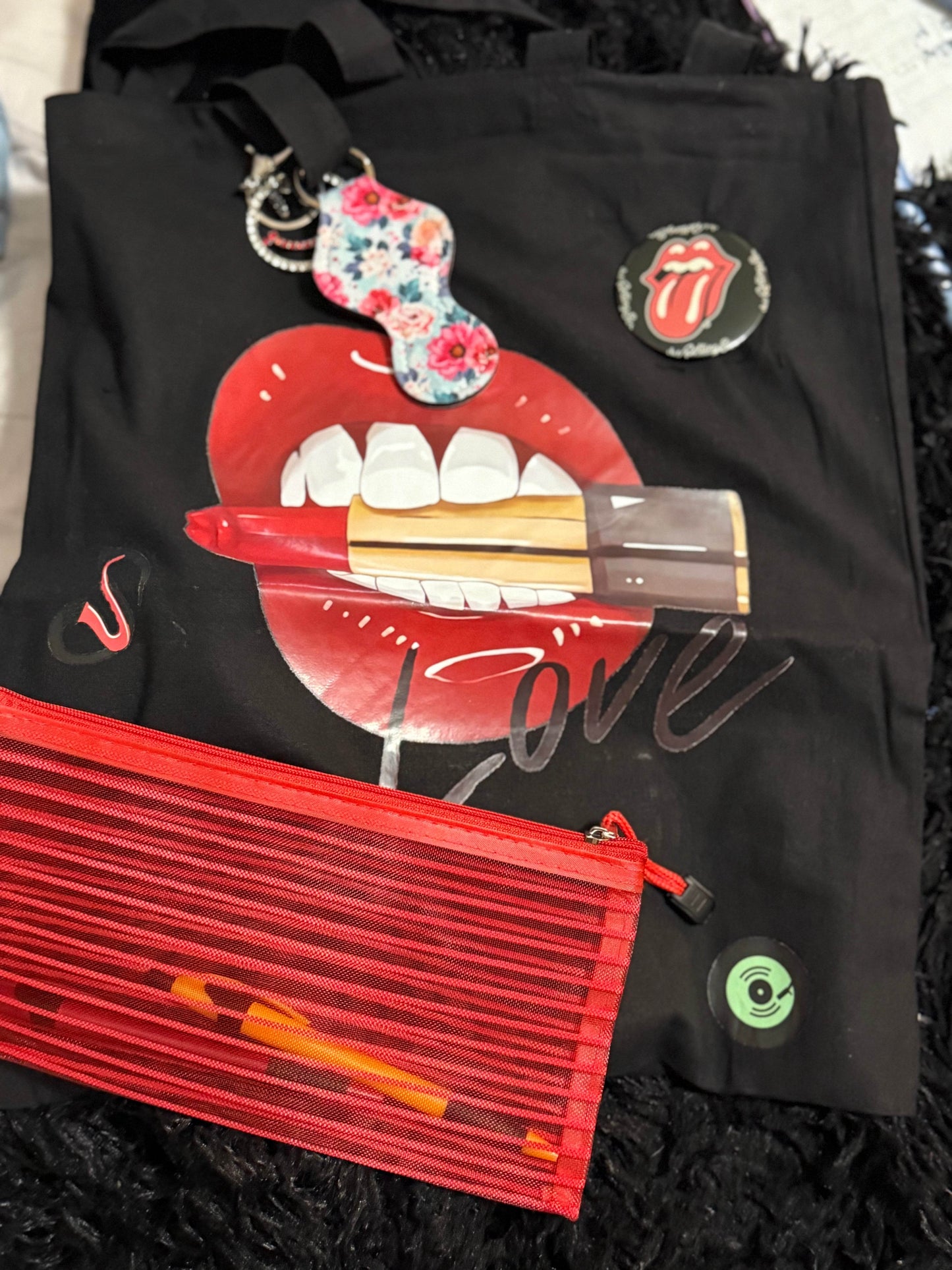 Red Love Lips Tote Bag - PuzzlePieces2326