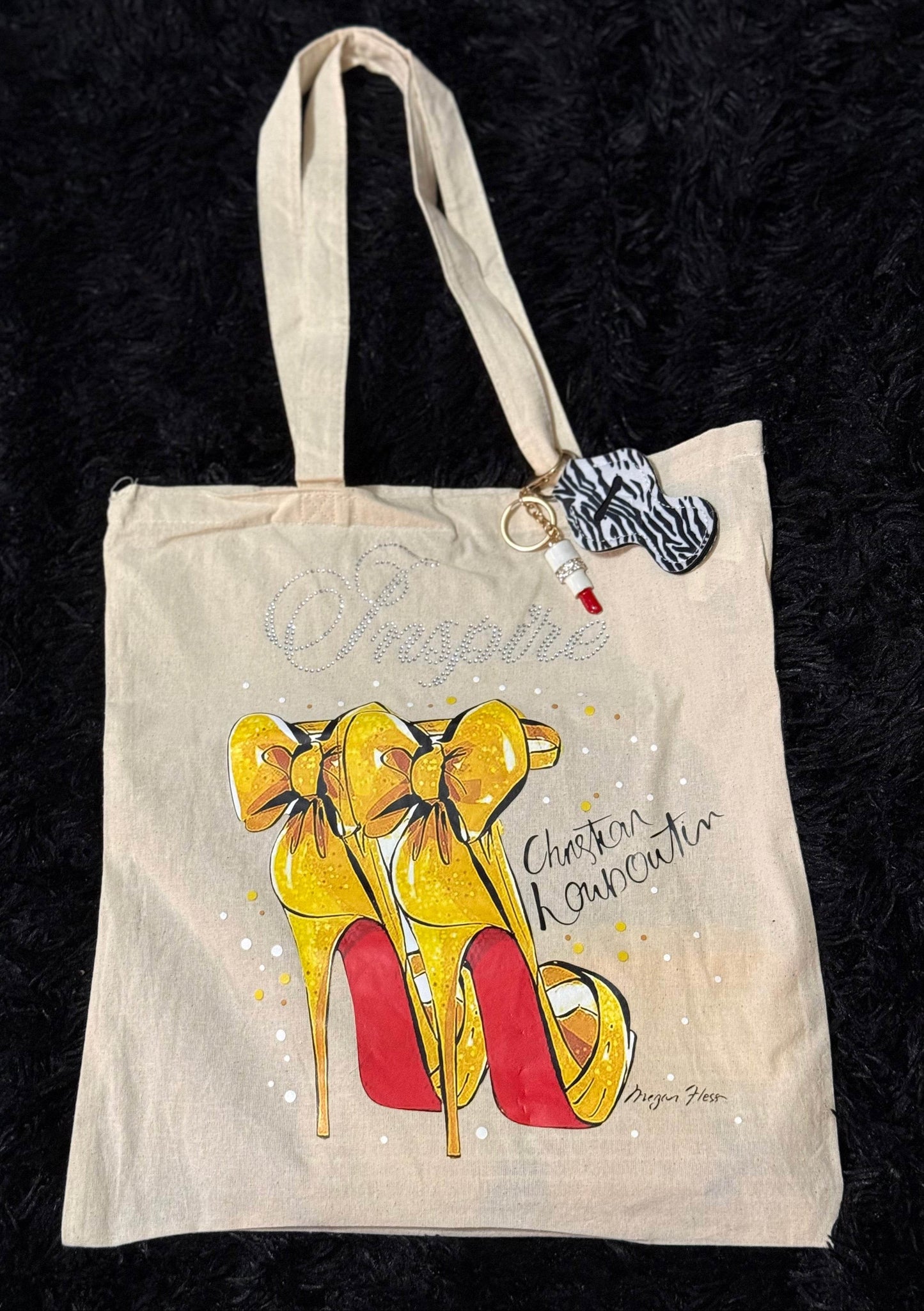 👜 Luxe Yellow Heels Canvas Tote - Designer Inspired Fashion 👠 - PuzzlePieces2326