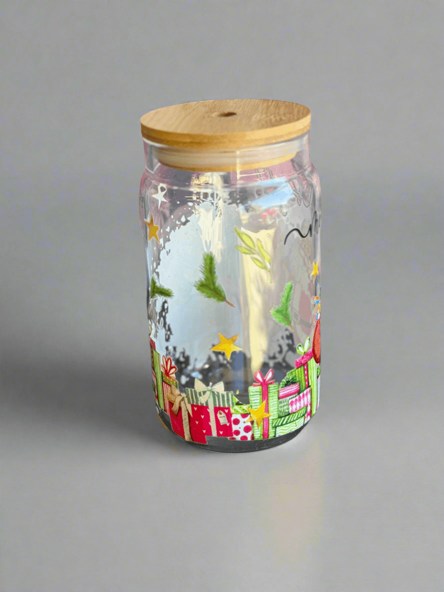 Merry Bright Glass cup - PuzzlePieces2326