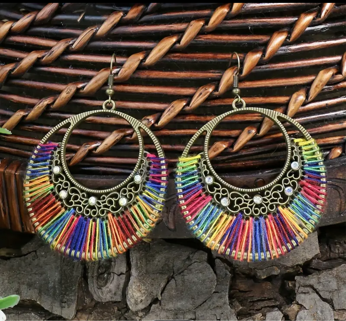 Rainbow Festival Hoop Earrings - Handcrafted Boho Statement Earrings | PuzzlePieces Austin