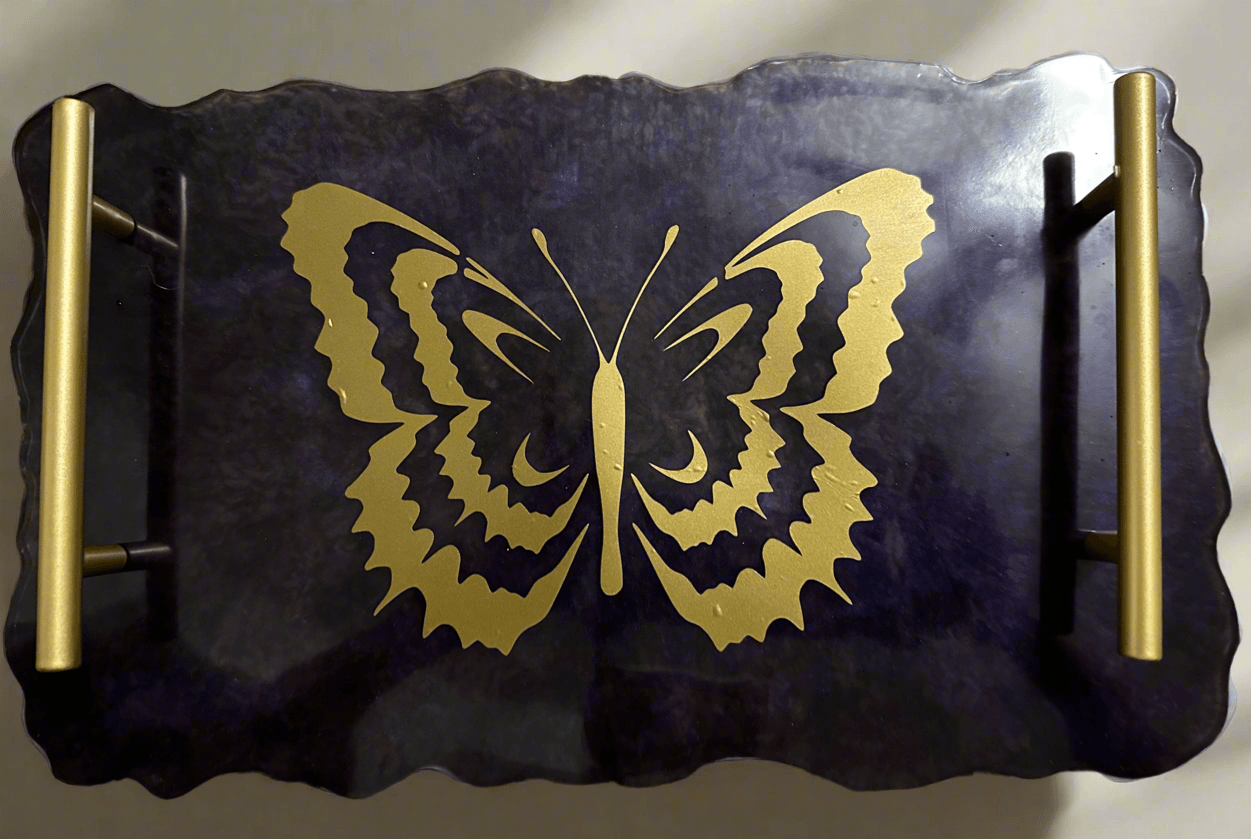 🦋 Midnight Butterfly Serving Tray - PuzzlePieces2326