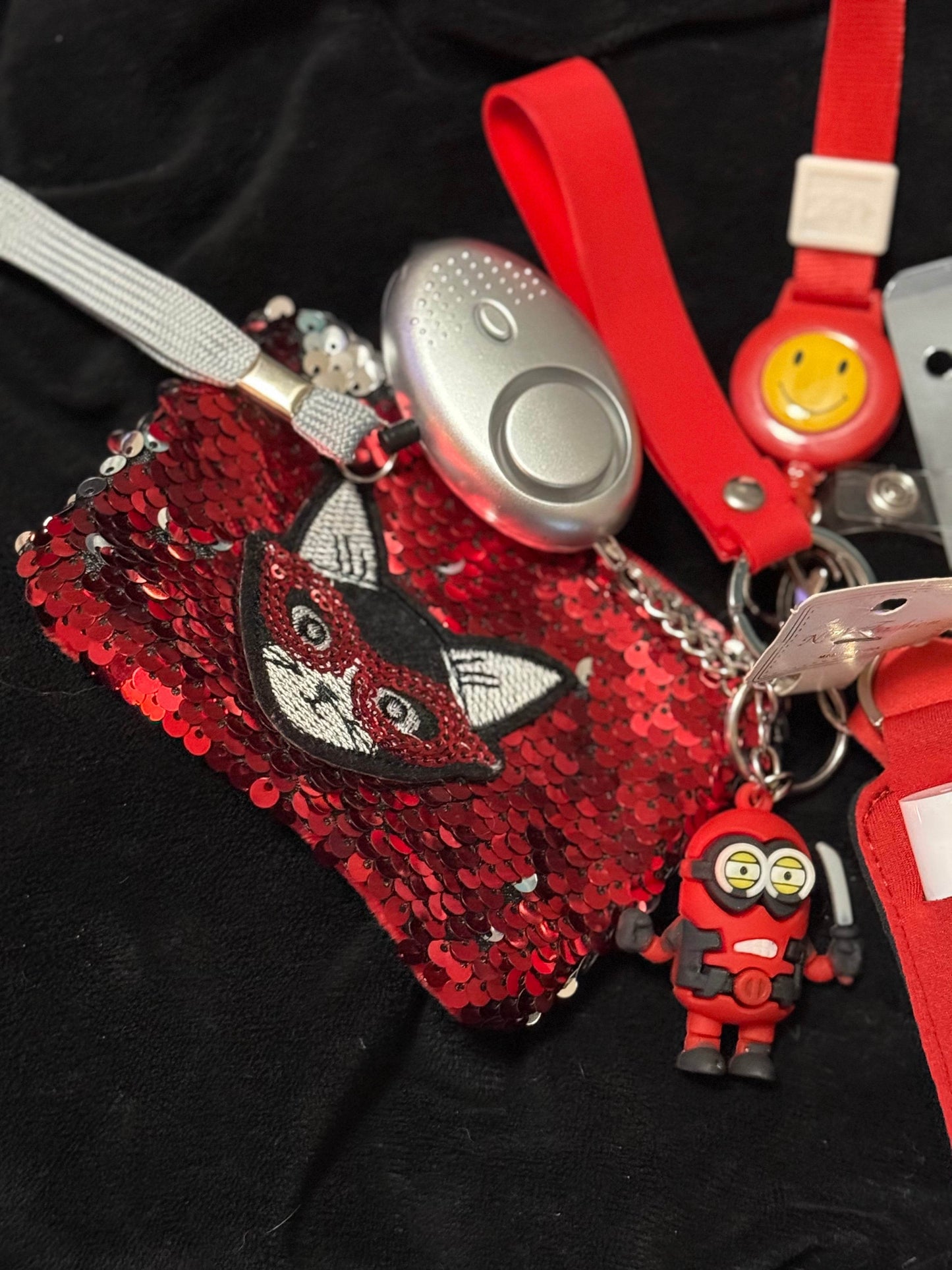 Red Sequin Fox Defense Keychain Set - PuzzlePieces2326