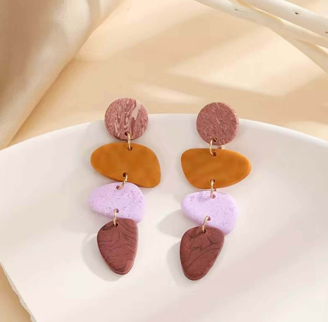 šØ Sunset Clay Statement Earrings - PuzzlePieces2326