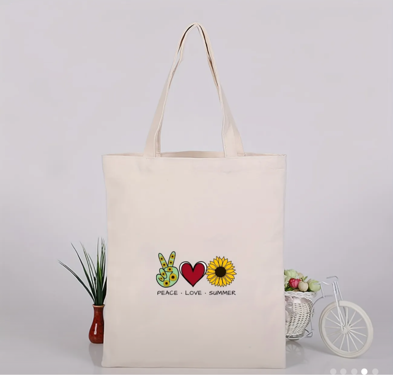 Peace, Love & Summer Canvas Tote - Handcrafted Summer Essential