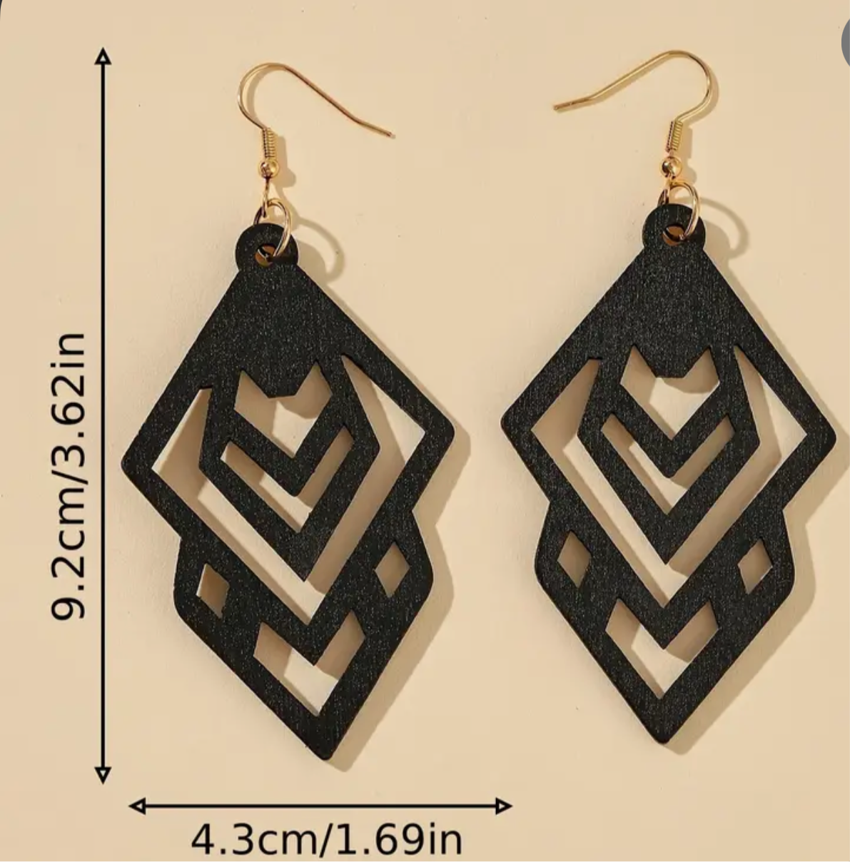 Modern Geometric Rhombus Earrings | Black Statement Dangle | Minimalist Design