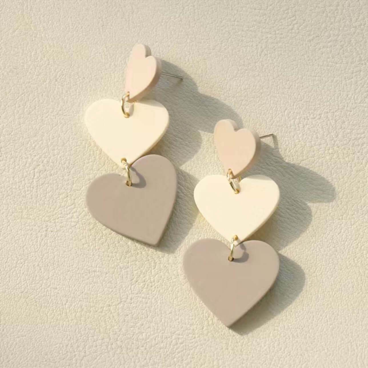 š Double Heart Drop Earrings - PuzzlePieces2326