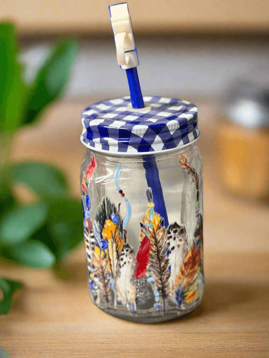 šŖ¶ Boho Feathers Mason Jar - PuzzlePieces2326