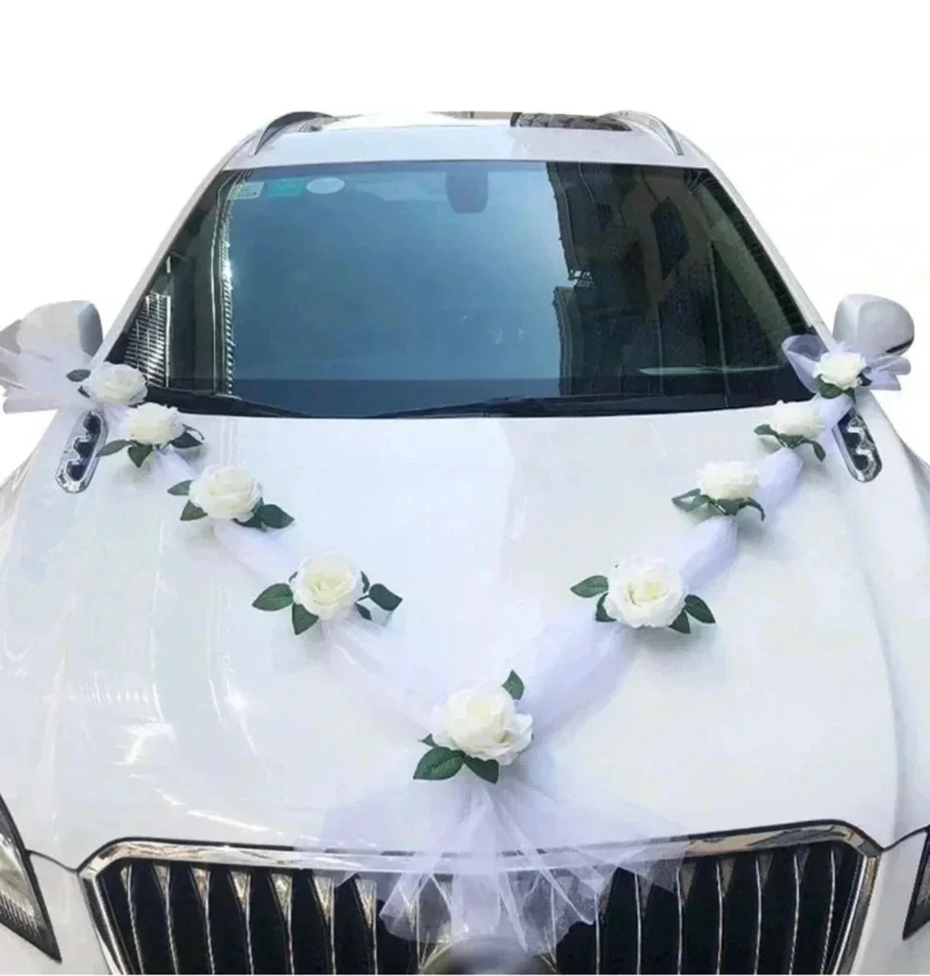 💐 White Rose Wedding Car Decoration Kit | Austin Wedding Essentials | PuzzlePieces