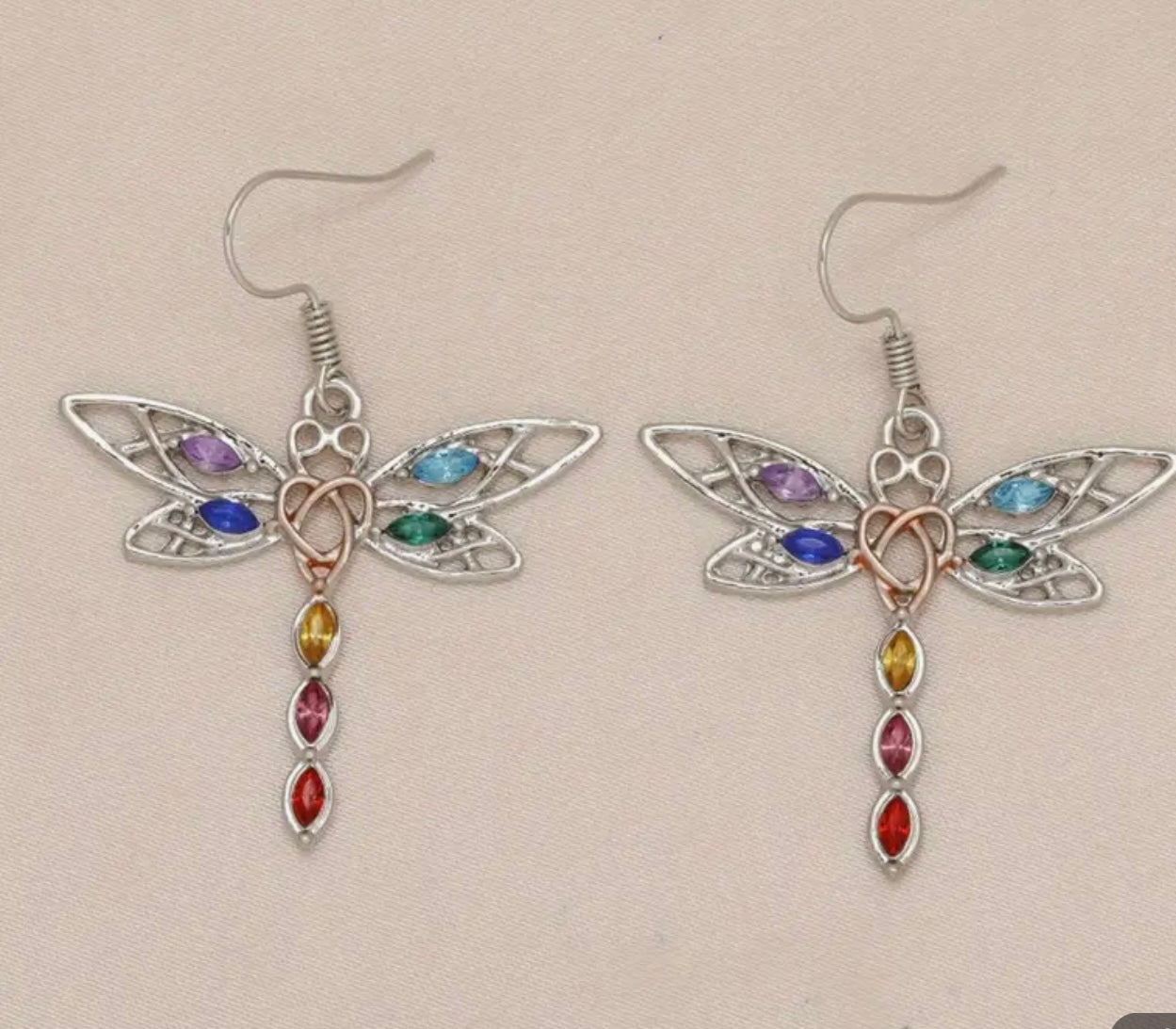 Enchanting Rainbow Crystal Dragonfly Earrings | Handcrafted in Austin | PuzzlePieces