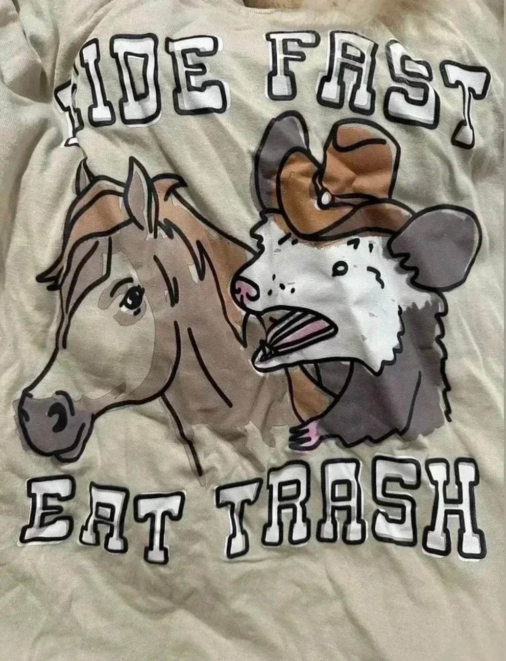 🐎 RIDE FAST EAT TRASH COWBOY POSSUM T-SHIRT 🤠 - PuzzlePieces2326