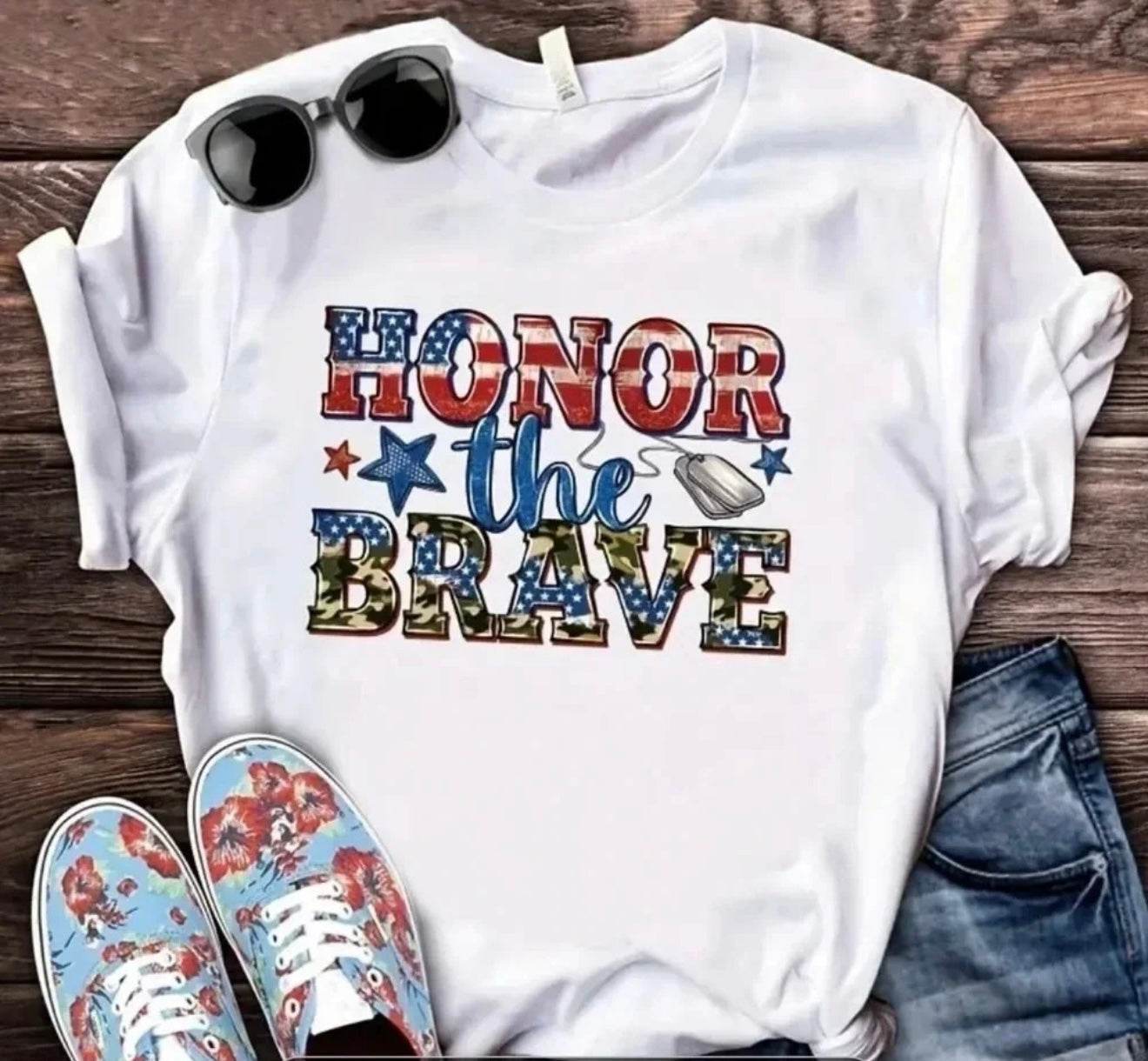 🇺🇸 HONOR THE BRAVE T-SHIRT - PuzzlePieces2326