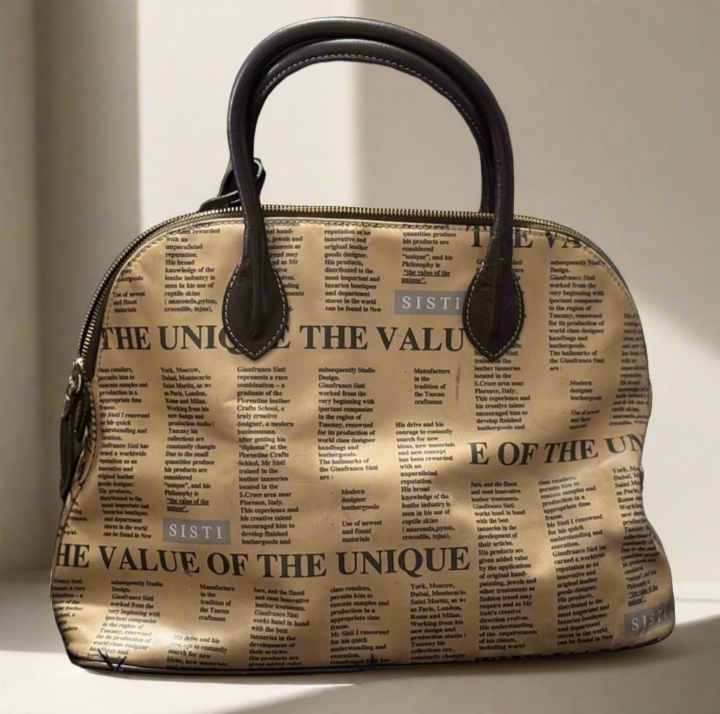 Gianfranco Listi Vintage News Print Handbag