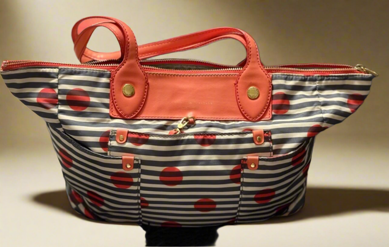 Marc Jacobs Nautical Stripes & Dots Tote with Coral Trim