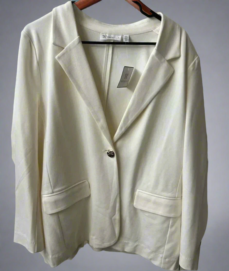 Rafaella Classic Ivory Professional Blazer | Modern Austin Woman Essential | Business Casual Jacket