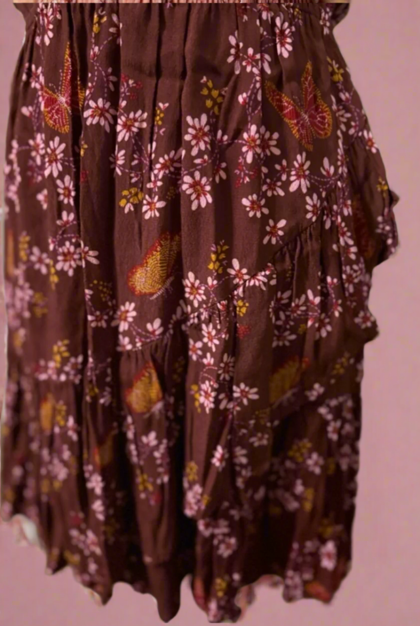 MadeWell Burgundy Butterfly Garden Midi Dress | Austin Spring Fashion | Romantic Floral Dress