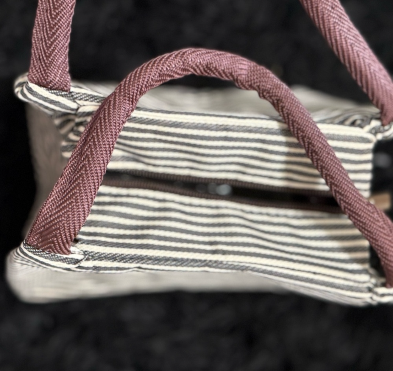 Coastal Stripe Canvas Tote | Austin Essential Carry-All | Classic Brown & White Bag