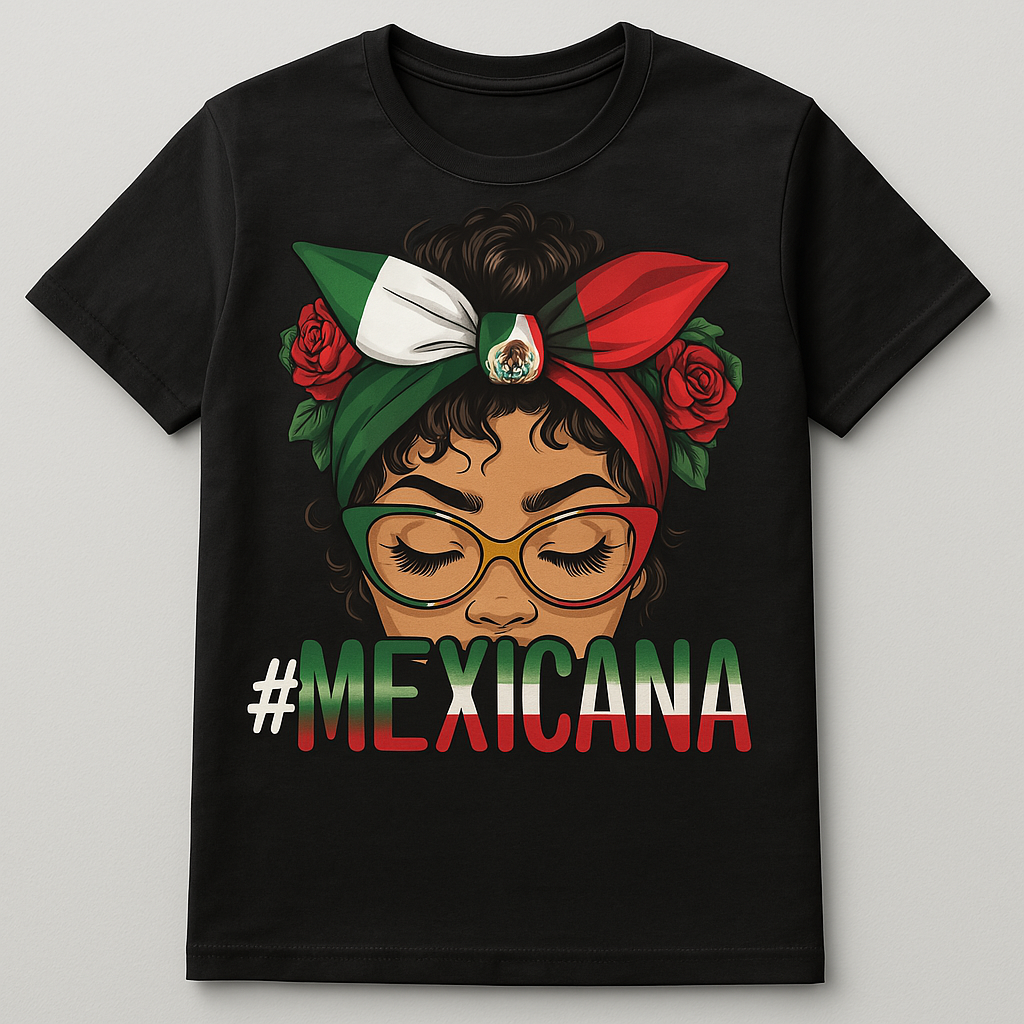 MEXICANA Messy Bun Graphic T-shirt | Mexican Pride | Austin Handmade