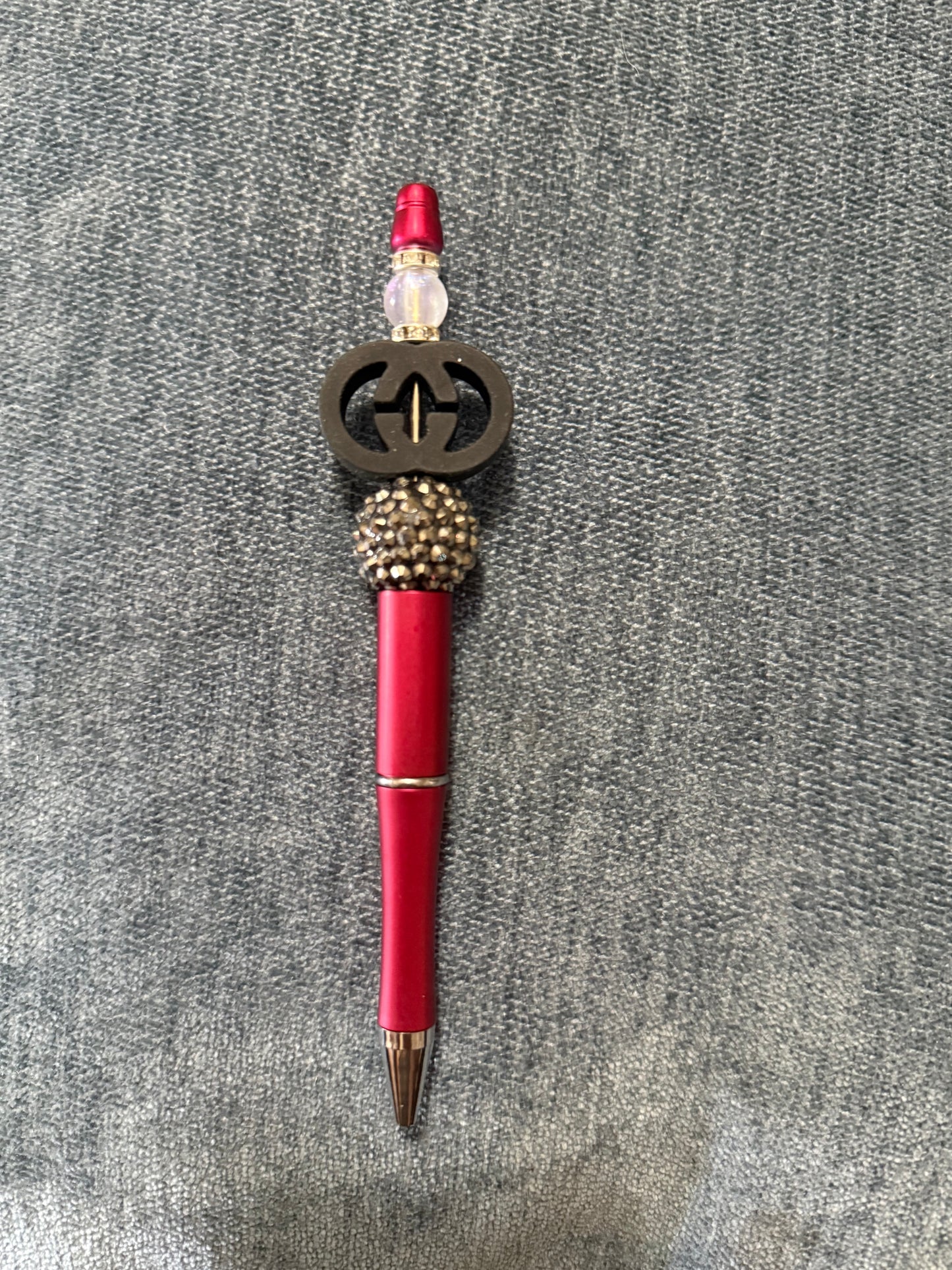 Designer-Inspired Luxury Pen with Crystal Accents - Ruby Red & Black Edition