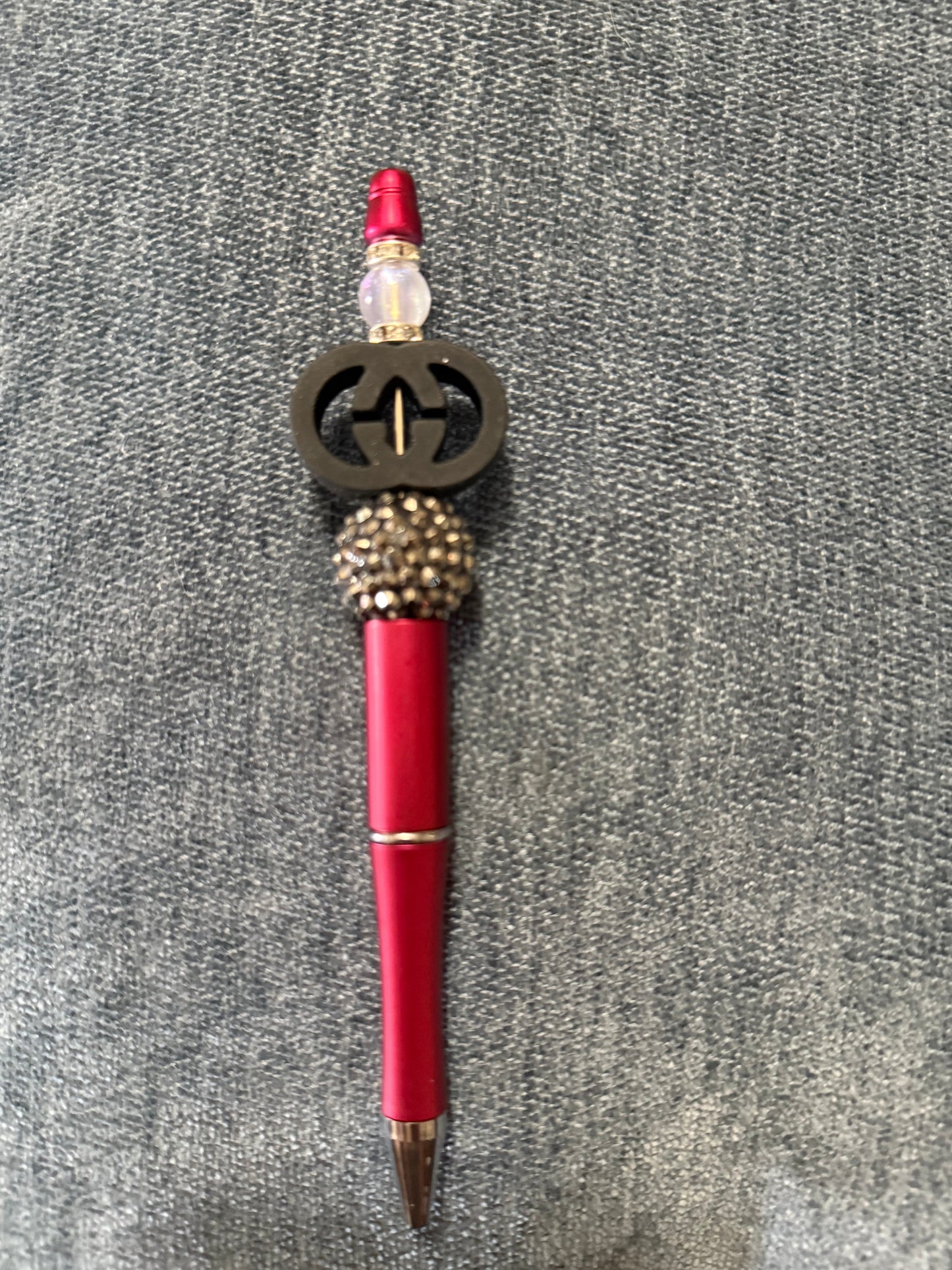 Designer-Inspired Luxury Pen with Crystal Accents - Ruby Red & Black Edition