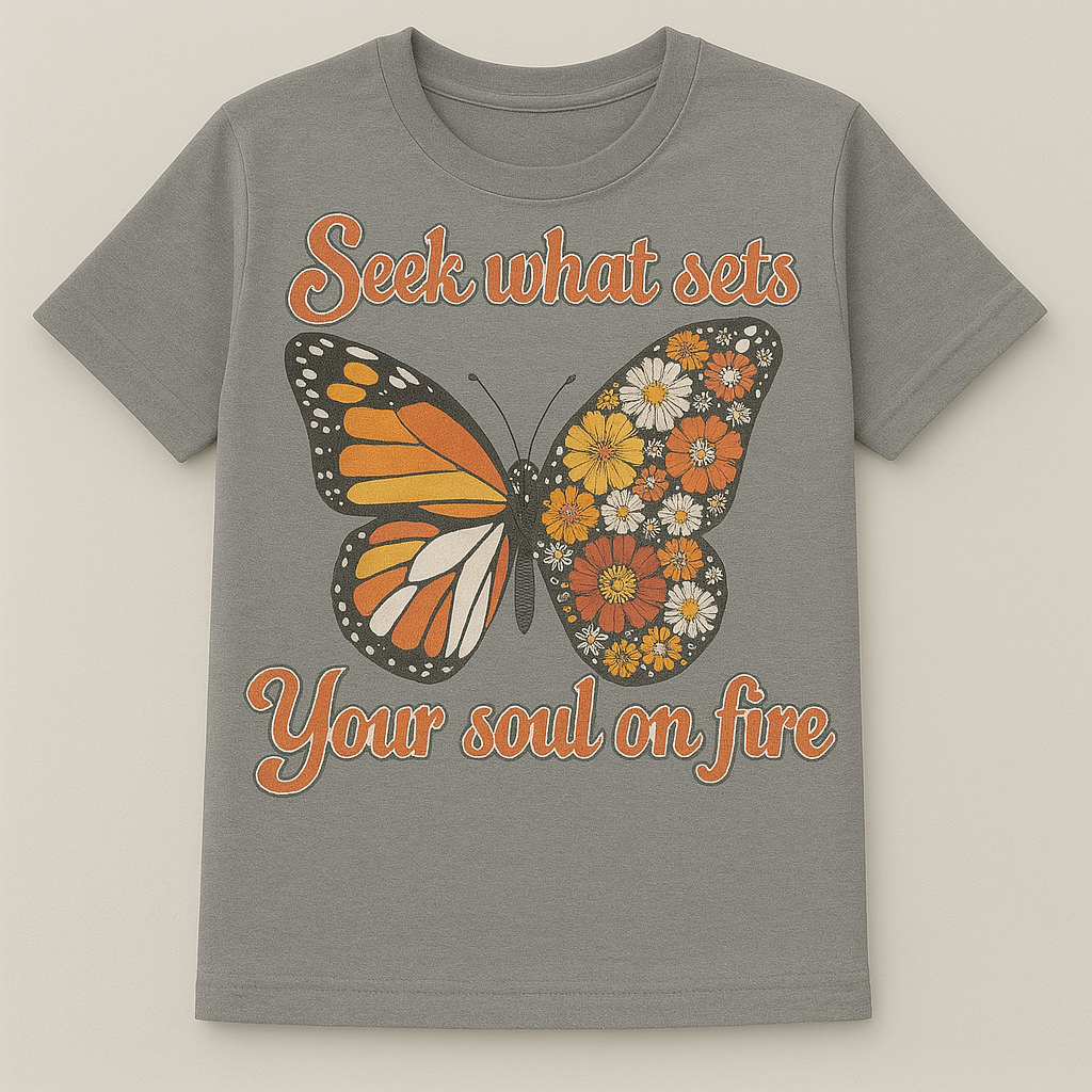 Soul on Fire Butterfly T-Shirt - Retro Inspirational Collection