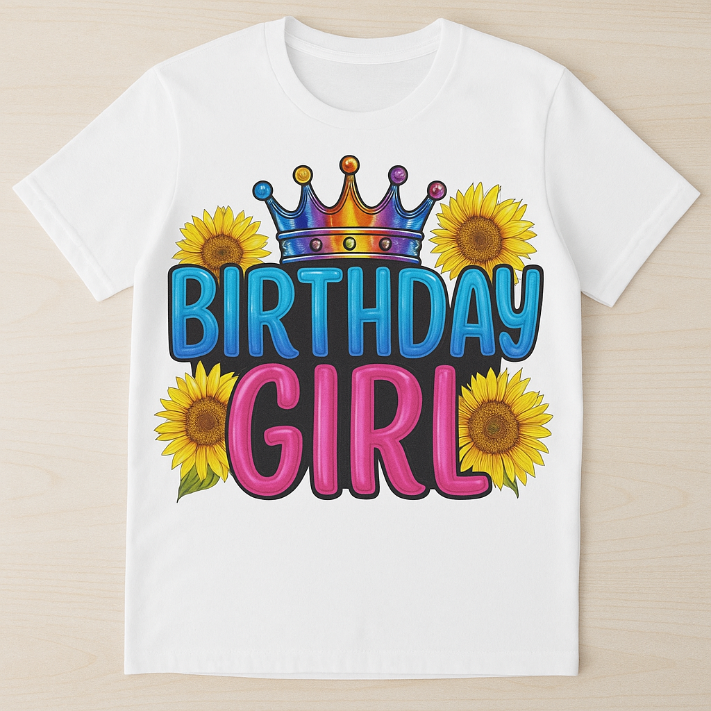 Birthday Girl Sunflower Crown T-Shirt | Celebration Collection | Austin Kids Boutique