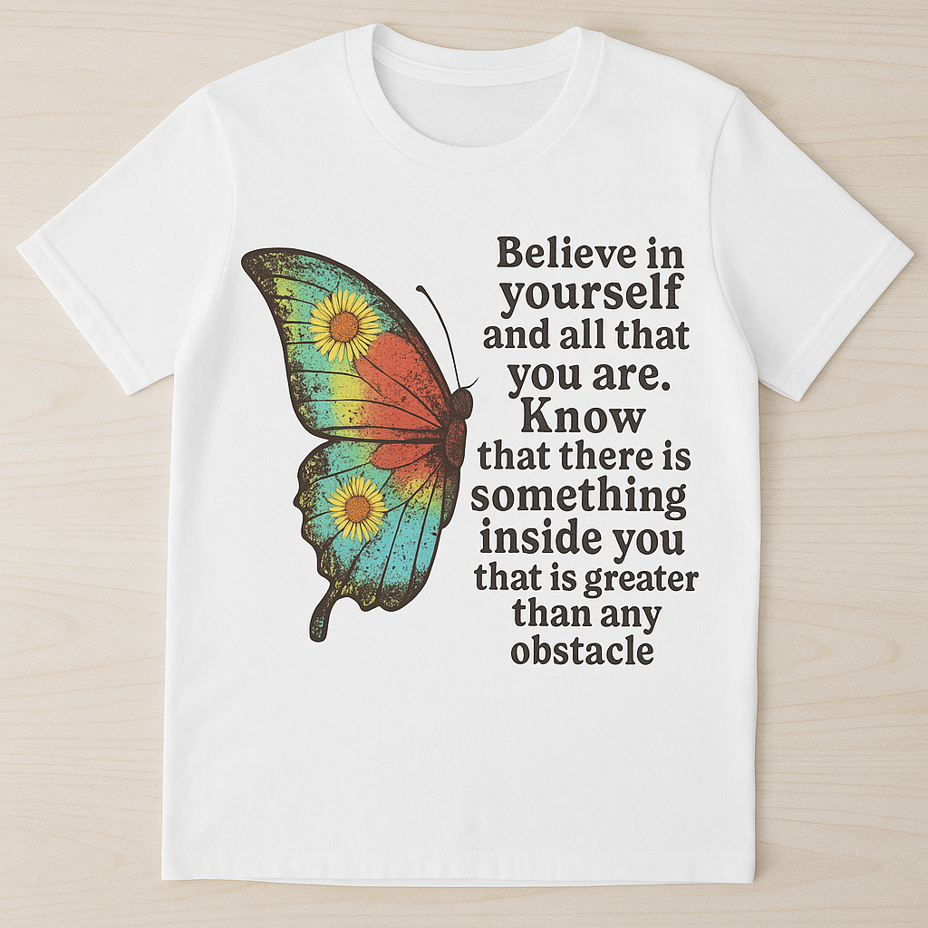 Believe in Yourself Butterfly Inspirational T-Shirt | Austin Mom's Empowerment Collection