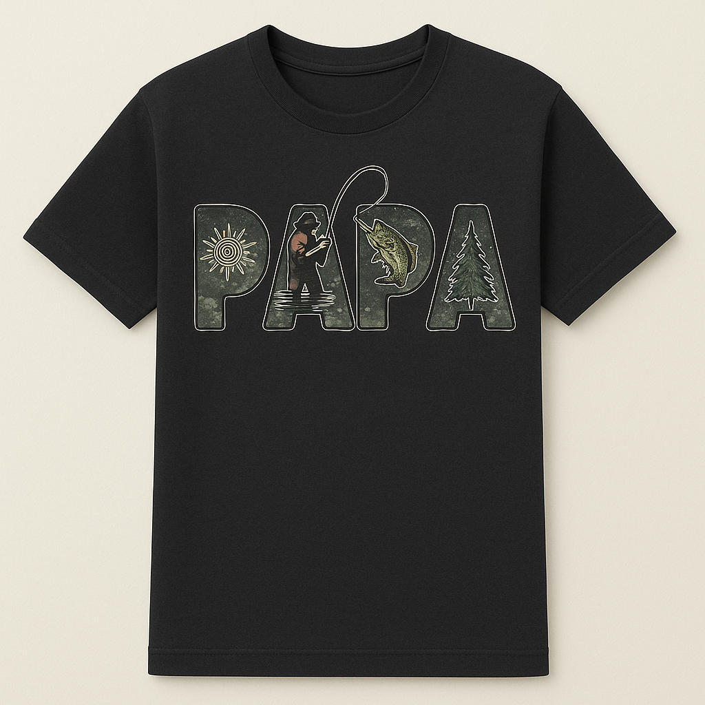 PAPA Outdoor Adventure T-Shirt - Perfect Father's Day Gift for Fishing & Nature Loving Dads