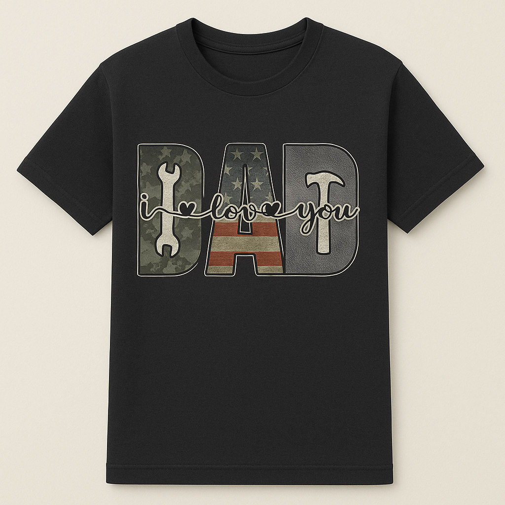 DAD I Love You Patriotic Tool T-Shirt - Perfect Father's Day Gift for Handyman Heroes