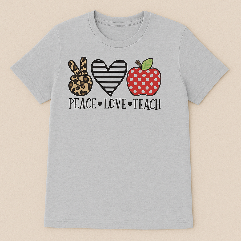 Peace Love Teach T-Shirt | Handcrafted Austin Teacher Fashion