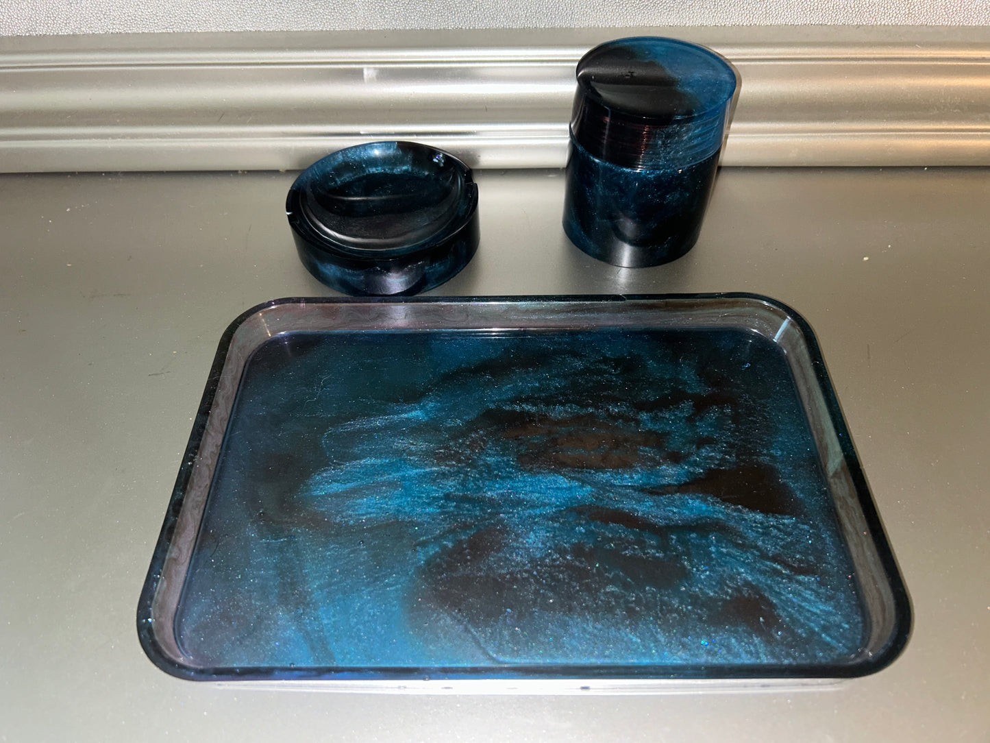 Midnight Galaxy Resin Vanity Set - PuzzlePieces2326