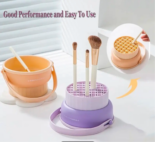 🌸 U-RIGHT Aesthetic Makeup Brush Cleaning Bowl - Purple Dream