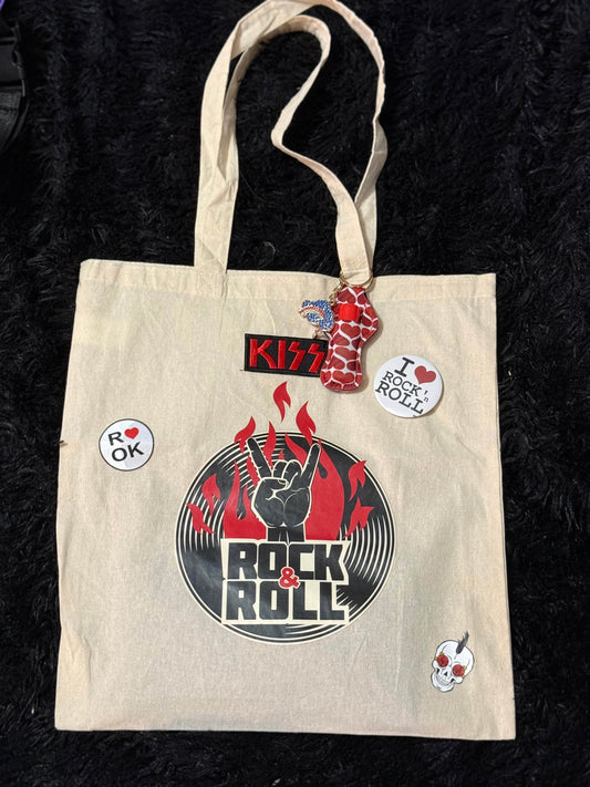 🎸 Rock & Roll Canvas Tote Bag - PuzzlePieces2326