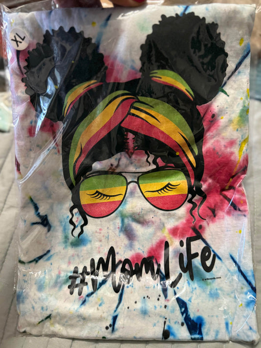 🌈 Rasta Vibes #MomLife Tie-Dye T-Shirt - PuzzlePieces2326